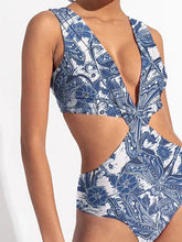 Dragonfly V Neck Cutout Skirted Swimsuit Set